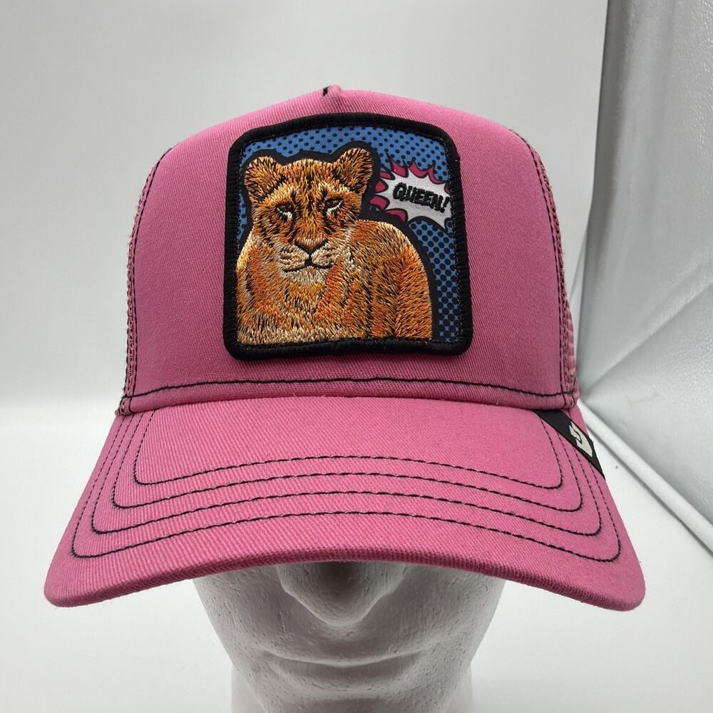 Goorin Bros Queen Lioness Trucker Hat Pink Pop Art Mesh Snapback Animal Farm Hat